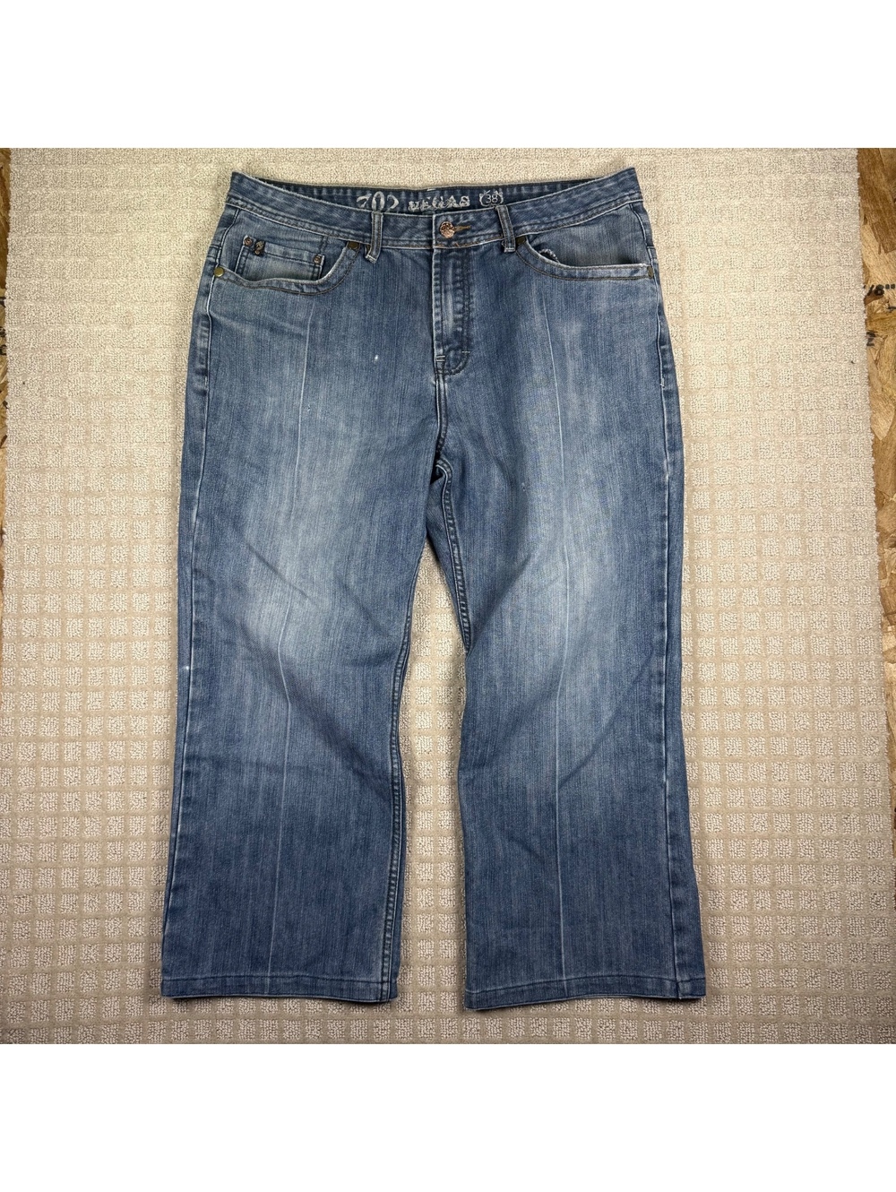 702 Vegas Baggy Denim Blue Jeans Wide Leg Fit 38x27